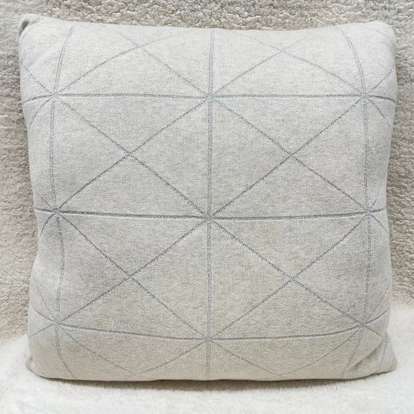 Other - 20" x 20" Accent Pillow with Insert NEW - Cream Silver Metallic Geometric Winter